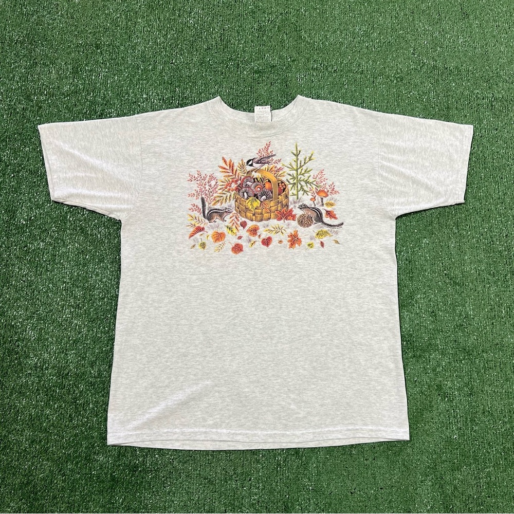 Vintage 90s Boho Cottagecore nature grey cotton tee